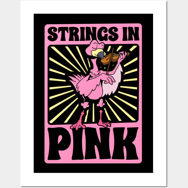 Strings in pink - flamingo on violin Wall Art by Modern Medieval Design